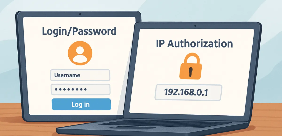 Логин/пароль или авторизация по IP?